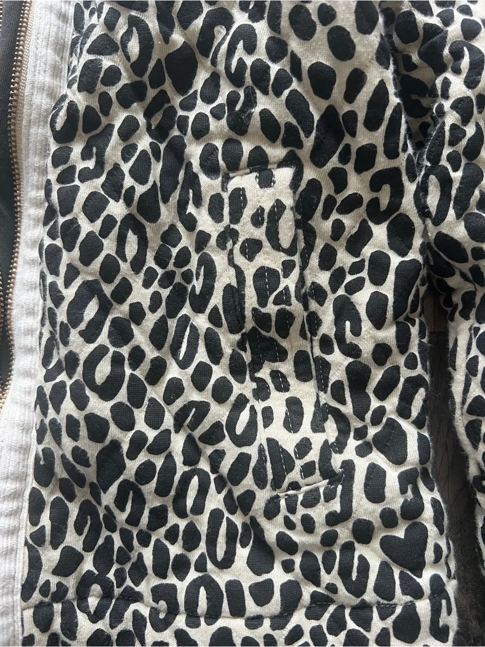Kids Crewcuts Leopard Print Open-Front Jacket - Black & Cream - Size 6/7